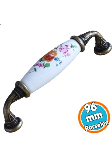 Mobilya Mutfak Çekmece Dolap Kapak Dolabı Kulbu Gerçek Porselen Kulpları Beyaz (96 Mm-9.6 Cm)