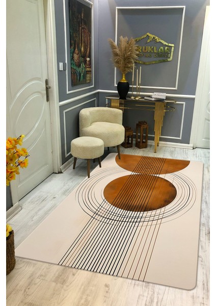Kaymaz Taban Yıkanabilir Dijital Baskı Dekoratif Modern Desenli Dot Taban Halı Soft Serisi SFT30