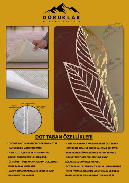 Kaymaz Taban Yıkanabilir Dijital Baskı Dekoratif Modern Desenli Dot Taban Halı Soft Serisi SFT22