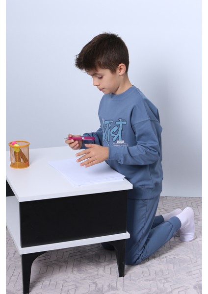 Erkek Çocuk Eşofman Takımı Kabartma Artist Baskılı Ribanalı F1 fırsatları