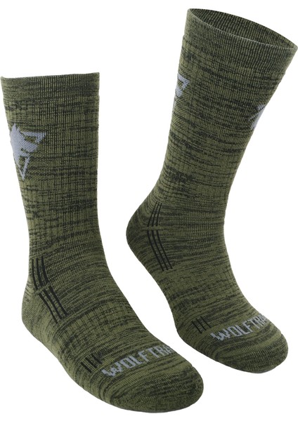 Merino Yünlü Kışlık Çorap Haki