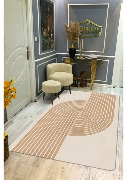 Kaymaz Taban Yıkanabilir Dijital Baskı Dekoratif Modern Desenli Dot Taban Halı Soft Serisi SFT24
