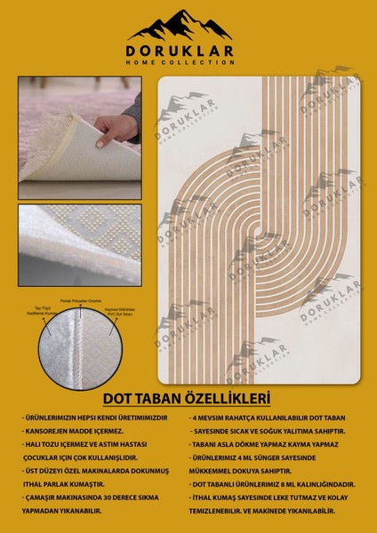 Kaymaz Taban Yıkanabilir Dijital Baskı Dekoratif Modern Desenli Dot Taban Halı Soft Serisi SFT24
