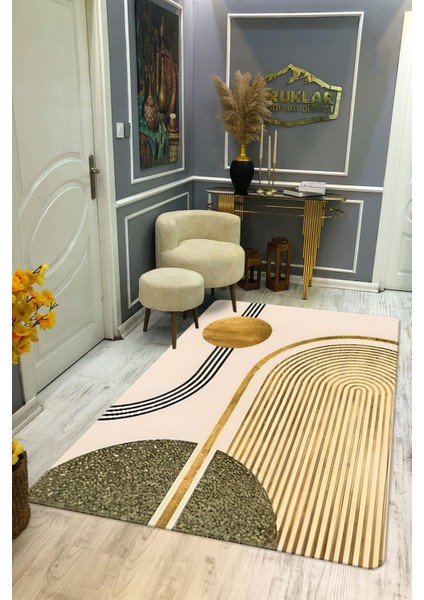 Kaymaz Taban Yıkanabilir Dijital Baskı Dekoratif Modern Desenli Dot Taban Halı Soft Serisi SFT25