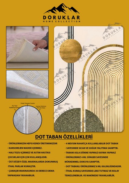 Kaymaz Taban Yıkanabilir Dijital Baskı Dekoratif Modern Desenli Dot Taban Halı Soft Serisi SFT25 fiyatları