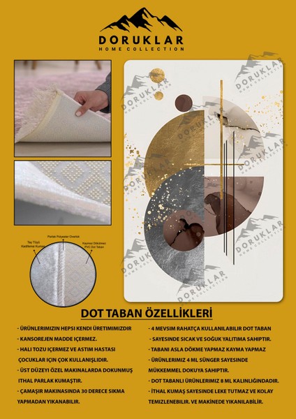 Kaymaz Taban Yıkanabilir Dijital Baskı Dekoratif Modern Desenli Dot Taban Halı Soft Serisi SFT29 fiyatları
