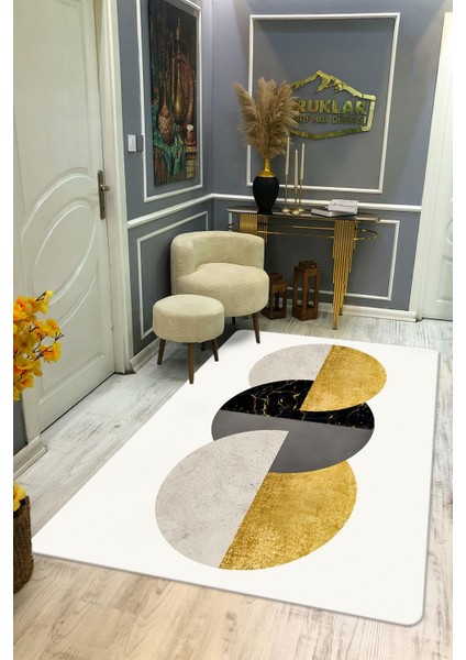 Kaymaz Taban Yıkanabilir Dijital Baskı Dekoratif Modern Desenli Dot Taban Halı Soft Serisi SFT28