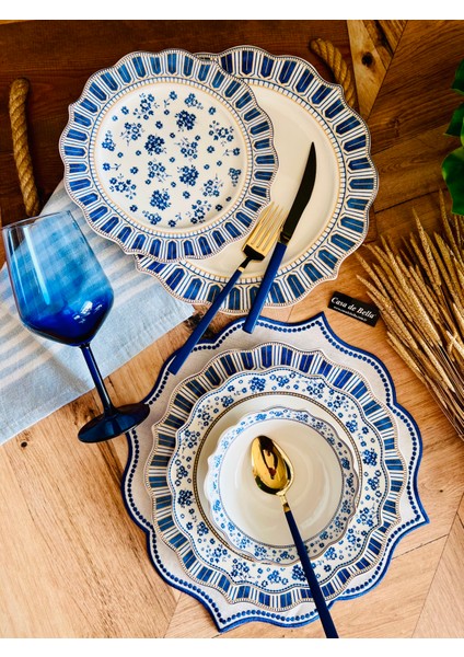 Cali 24 Parça 6 Kişilik Gold Şeritli Bone China Yemek Takımı