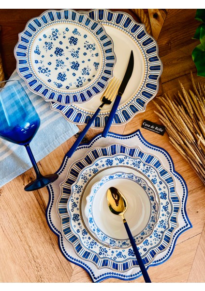 Cali 24 Parça 6 Kişilik Gold Şeritli Bone China Yemek Takımı indirimleri
