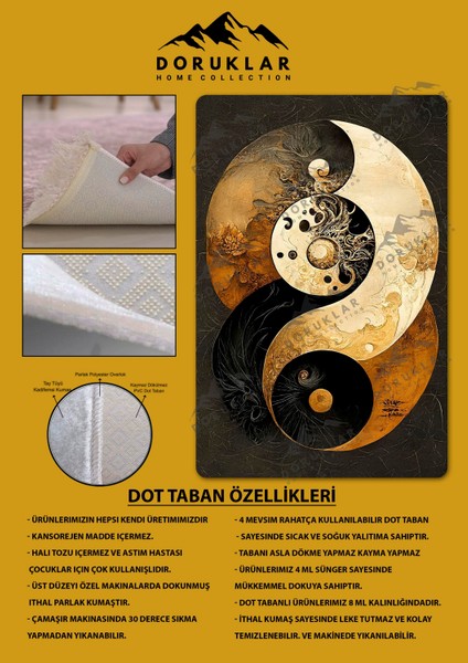 Kaymaz Taban Yıkanabilir Dijital Baskı Dekoratif Modern Desenli Dot Taban Halı Soft Serisi SFT21