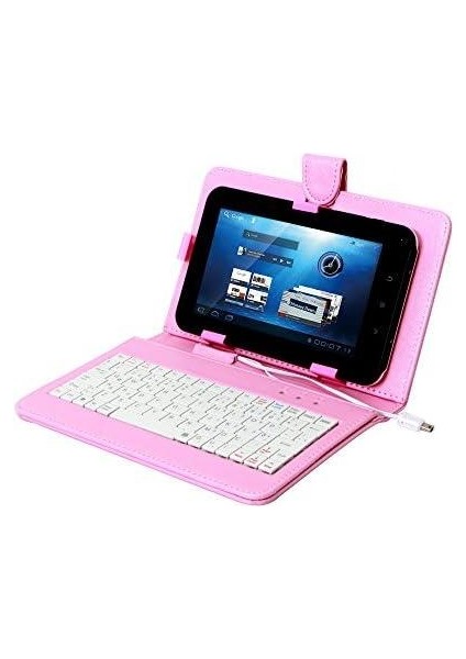 KB-TAB07 7" Pembe Micro+Mini USB Türkçe Q Klavye Tablet Pc Kılıfı