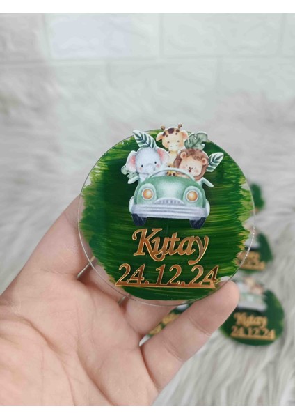 10 Adet Safari Figürlü Pleksi Magnet Yenidoğan Doğum Günü Mevlüt Hediyelikleri