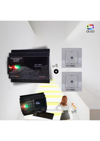 Akıllı Merdiven At-Eco OLED Serisi Akıllı Modül + 2 Adet Pır Sensör (Standart Sensör)