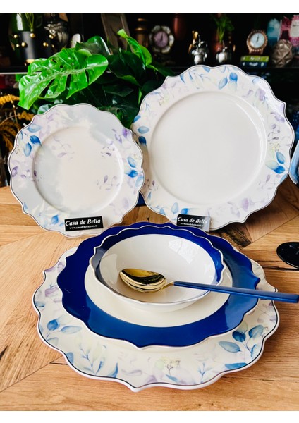 Soft Blue 24 Parça 6 Kişilik Porselen Yemek Takımı
