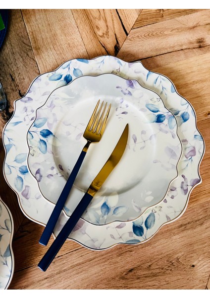 Soft Blue 24 Parça 6 Kişilik Porselen Yemek Takımı