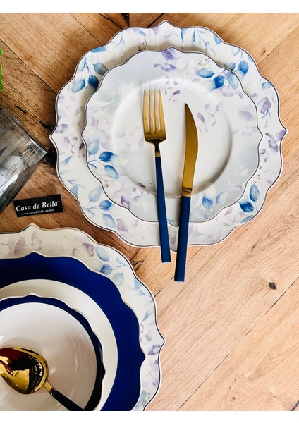 Soft Blue 24 Parça 6 Kişilik Porselen Yemek Takımı