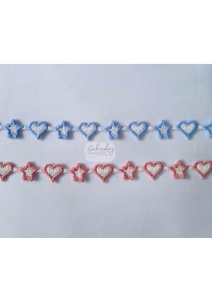 Kalp ve Yıldız Motifli Şerit Nakış Kurdele Modeli ( 6 Metre ) fiyatları