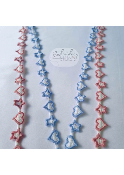 Kalp ve Yıldız Motifli Şerit Nakış Kurdele Modeli ( 6 Metre ) fırsatları
