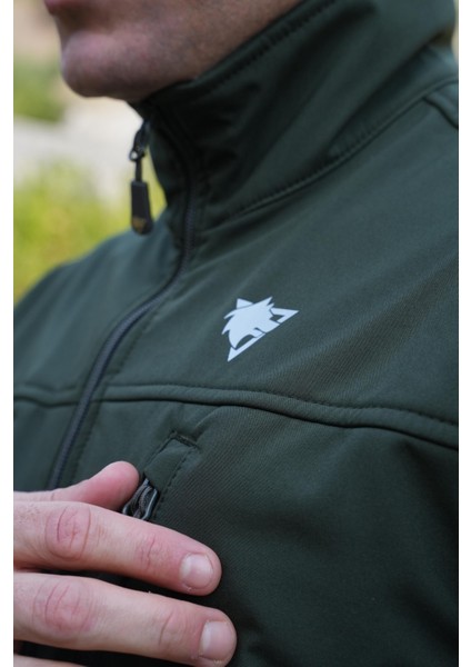 Softshell Mont Haki, 7 Cepli Rüzgar Geçirmez Softshell Mont Haki, Outdoor Erkek Mont