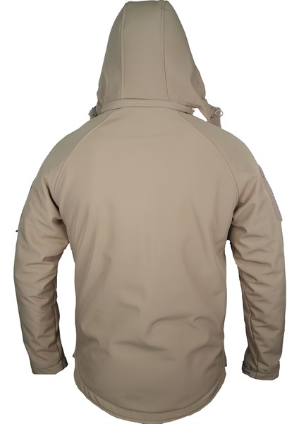 Bej 5 Cepli Kapüşonlu Softshell Soğuk Geçirmez Mont modelleri