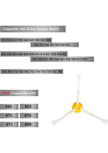 Irobot Roomba 600 700 Serisi 694 692 690 680 660 665 651 650 614 760 770 780 776 ve 500 Serisi 595 585 564 Için Yan Fırça modelleri