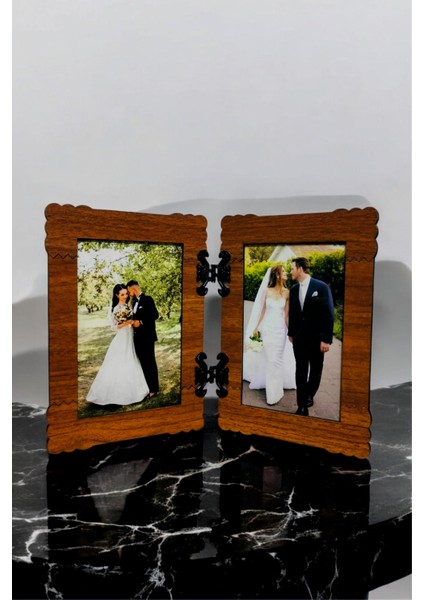 Mdf Ahşap Dikey 10 x 15 Menteşeli Dekoratif Fotoğraf Çerçevesi