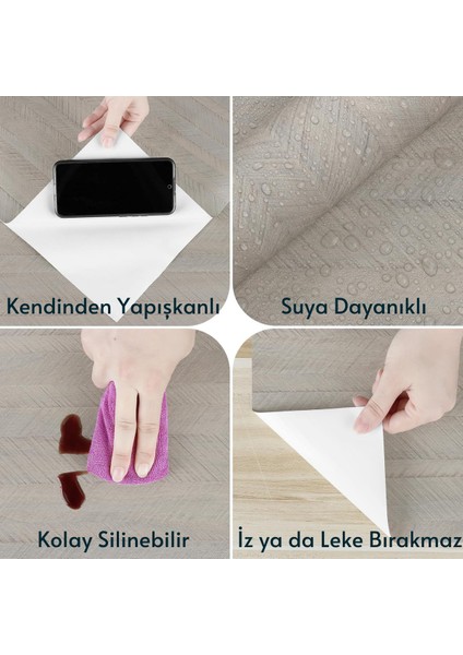 60×100 cm Kendinden Yapışkanlı Balıksırtı Desenli Premium Duvar Kağıdı Masa Dolap Kaplama