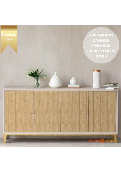 60×300 cm Kendinden Yapışkanlı Parke Görünümlü Premium Zemin Duvar Kağıdı Dolap Kaplama fırsatları