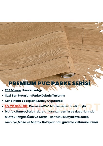 60×300 cm Kendinden Yapışkanlı Parke Görünümlü Premium Zemin Duvar Kağıdı Dolap Kaplama