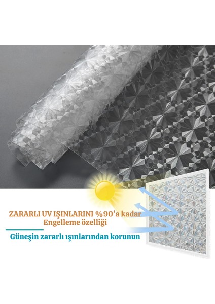 60CMX100CM Buzlu Desenli Cam Kaplama Filmi Statik Duşa Kabin Ofis Dekorasyon Folyo