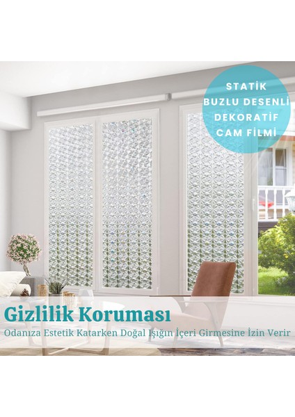 60CMX100CM Buzlu Desenli Cam Kaplama Filmi Statik Duşa Kabin Ofis Dekorasyon Folyo