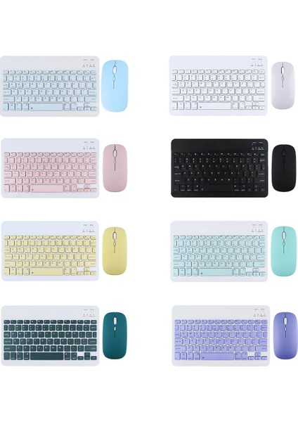 Bluetooth USB Şarjlı Klavye - Pilli Mouse Set Ince - Renkli - 15X25CM PL-388