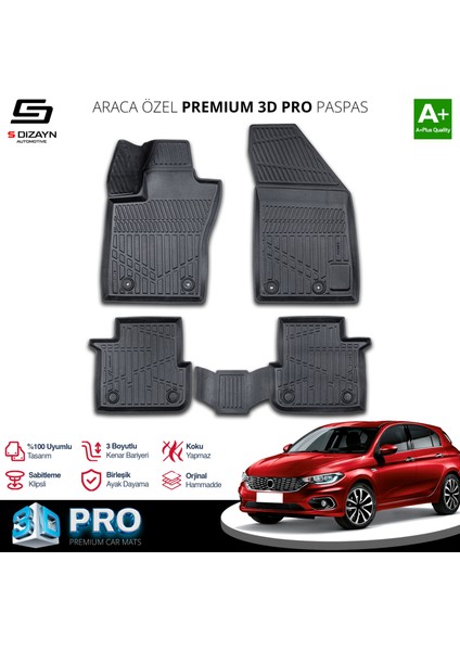 Fiat Egea Hb 3D Pro Havuzlu Paspas 2015 Üzeri A+ Kalite