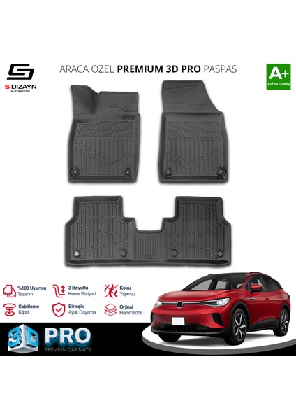 Vw Id.4 3D Pro Havuzlu Paspas 2024 Üzeri A+ Kalite