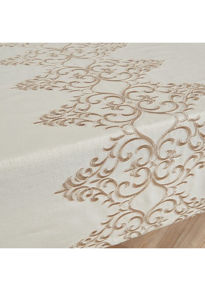 Venedik Gardenya Krem Kumaş Kahve Nakışlı Masa Örtüsü indirimleri