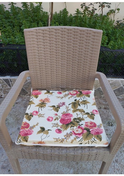 6 Adet Rattan Tek Alt Sandalye Minderi, Extra Kalın (Kalınlık 5 cm ) x Ingiliz Gülü