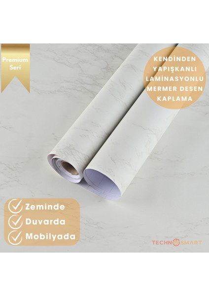 60×100 cm Kendinden Yapışkanlı Mermer Görünümlü Premium Zemin Duvar Kağıdı Dolap Kaplama