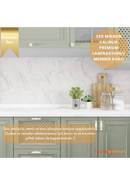 60×100 cm Kendinden Yapışkanlı Mermer Görünümlü Premium Zemin Duvar Kağıdı Dolap Kaplama