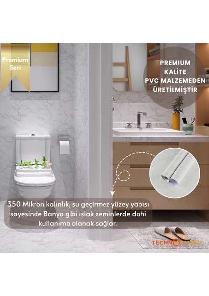 60×100 cm Kendinden Yapışkanlı Mermer Görünümlü Premium Zemin Duvar Kağıdı Dolap Kaplama