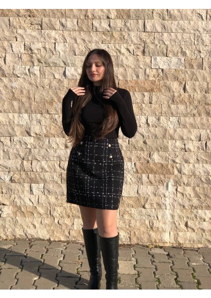 Kadın Gold Düğmeli Fermuarlı Astarlı Tüvit Etek modelleri