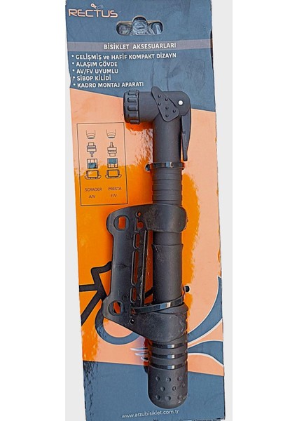 Mini Bisiklet Pompası Hb2 (A/v-F/v Uyumlu) Taşıma Aparatlı