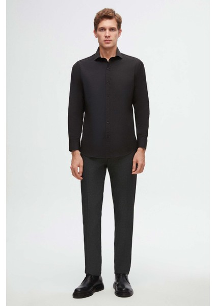 Ds Damat Slim Fit Antrasit Armürlü Kumaş Pantolon