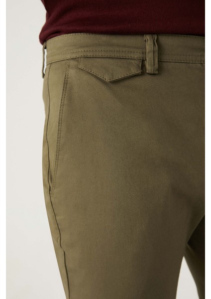 Silim Fit Yeşil Armürlü Chino Pantolon