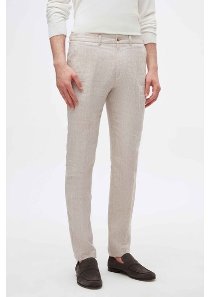 Ds Damat Slim Fit Bej Düz Jogger Pantolon
