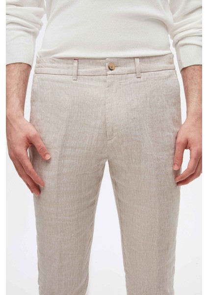 Ds Damat Slim Fit Bej Düz Jogger Pantolon