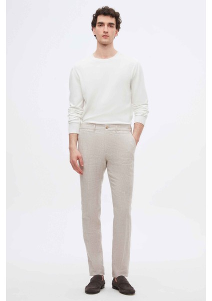 Ds Damat Slim Fit Bej Düz Jogger Pantolon