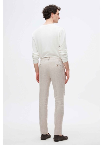Ds Damat Slim Fit Bej Düz Jogger Pantolon