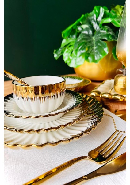 Gold 24 Parça 6 Kişilik Porselen Yemek Takımı