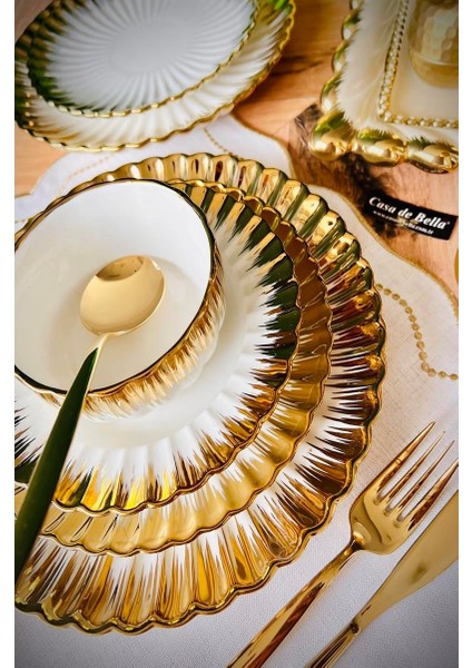 Gold 24 Parça 6 Kişilik Porselen Yemek Takımı