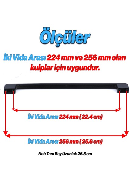Metal Kulp 256 mm - 25.6 cm Mobilya Çekmece Mutfak Dolabı Dolap Kulpları Siyah fiyatları
